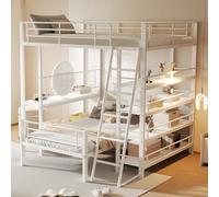 Witimisy Letto a castello, telaio in metallo, letto a soppalco, multifunzione con più ripiani, 206 x 204 x 180 cm (bianco)