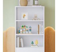 Witimisy Libreria, scaffale con tre ripiani e un cassetto, scorrevole silenzioso, soggiorno, camera da letto, MDF, bianco
