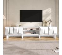 Witimisy Mobile basso per TV, pannello di truciolato in rilievo, 4 ante | scomparti aperti, passacavi, soggiorno, 180 x 34 x 44,5 cm (lunghezza x larghezza x altezza)