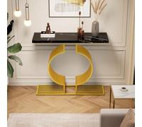 Witimisy Moderno tavolino da caffè lucido, piccolo tavolino per soggiorno, console, base dorata, può essere installato in due modi, 100 x 30 x 80 cm (nero + oro)