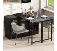 Witimisy Tavolo da bar girevole a 360° con piastra allungabile, moderno tavolo da bar con spazio e porta in vetro, credenza per cucina e soggiorno, 121,5 x 40 x 76,7 cm (nero)