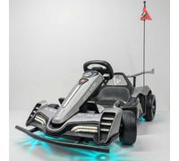 WITIT Auto ELETTRICA Radiocomandata Macchina F1 Formula Uno Go-Kart per Bambino Bambina Bambini KDC-309 24V 8Ah Grigia, Blu e Gialla 2 motori, bluetooth, USB, LED, carico massimo 50 Kg (GRIGIA)