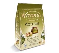 WITOR’S - Golden Pistacchio - Cioccolatini Ripieni con Cuore di Crema al Pistacchio e Granella di Pistacchio - Praline di Cioccolato Finissimo - Snack Dolci di Cioccolato al Latte - Busta da 200gr