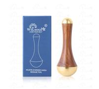 WITSOUL Doppia tazza Kansa Bacchetta massaggiatore viso, piedi e occhi/design unico - 2 in 1 Kansa/due diverse dimensioni con manico in legno di teak 1 pezzo