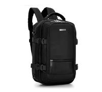 WITTCHEN Flex | zaino da aereo compatto | cartella porta PC | bagaglio a mano | borsa urbana | zaino da lavoro | spallacci regolabili | cintura ventrale | poliestere | 40 × 30 × 20 cm | colore: nero