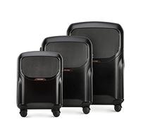 WITTCHEN Set di 3 valigie Trolley resistente in policarbonato 4 ruote doppie girevoli TSA Combination Lock Set di bagagli bagaglio a mano Chiusura a combinazione TSA Lady 2 Line Nero