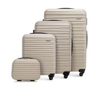 WITTCHEN set di 4 valigie con custodia per cosmetici trolley bagaglio a mano ABS 4 ruote spinner chiusura a combinazione maniglia telescopica Groove Line beige Ryanair/ITA Airways/easyJet