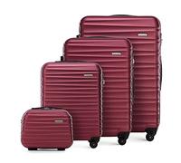 WITTCHEN set di 4 valigie con custodia per cosmetici trolley bagaglio a mano ABS 4 ruote spinner chiusura a combinazione maniglia telescopica Groove Line maroon Ryanair/ITA Airways/easyJet