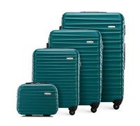 WITTCHEN set di 4 valigie con custodia per cosmetici trolley bagaglio a mano ABS 4 ruote spinner chiusura a combinazione maniglia telescopica Groove Line verde Ryanair/ITA Airways/easyJet