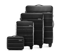 WITTCHEN set di 4 valigie con custodia per cosmetici trolley bagaglio a mano in ABS con 4 ruote spinner chiusura a combinazione maniglia telescopica Comodo Line nero