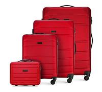WITTCHEN set di 4 valigie con custodia per cosmetici trolley bagaglio a mano in ABS con 4 ruote spinner chiusura a combinazione maniglia telescopica Globe Line rosso Ryanair/ITA Airways