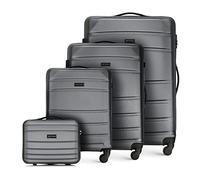 WITTCHEN set di 4 valigie con custodia per cosmetici trolley bagaglio a mano in ABS con 4 ruote spinner chiusura a combinazione maniglia telescopica Globe Line grigio Ryanair/ITA Airways