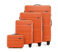 WITTCHEN set di 4 valigie con custodia per cosmetici trolley bagaglio a mano in ABS con 4 ruote spinner chiusura a combinazione maniglia telescopica Comodo Line Arancione