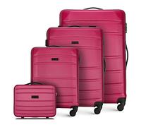 WITTCHEN set di 4 valigie con custodia per cosmetici trolley bagaglio a mano in ABS con 4 ruote spinner chiusura a combinazione maniglia telescopica Globe Line rosa