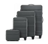 WITTCHEN set di 4 valigie con custodia per cosmetici trolley bagaglio a mano in ABS con 4 ruote spinner chiusura a combinazione maniglia telescopica Comodo Line grigio scuro