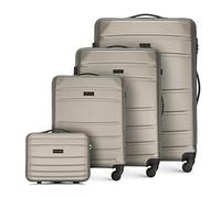 WITTCHEN set di 4 valigie con custodia per cosmetici trolley bagaglio a mano in ABS con 4 ruote spinner chiusura a combinazione maniglia telescopica Globe Line champagne