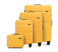 WITTCHEN set di 4 valigie con custodia per cosmetici trolley bagaglio a mano in ABS con 4 ruote spinner chiusura a combinazione maniglia telescopica Comodo Line Giallo