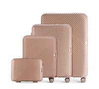 WITTCHEN Set di 4 valigie con porta cosmetici in policarbonato 4 ruote doppie girevoli TSA Combination Lock Set di bagagli bagaglio a mano Chiusura a combinazione TSA Lady 2 GL Style rosa cipria