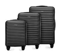 WITTCHEN Skyspeed Line Set di 3 valigie Valigia da viaggio Rolling Trolley Bagaglio a mano rigide in ABS con serratura a combinazione Manico telescopico 4 ruote Nero Ryanair/ITA Airways