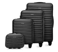 WITTCHEN Skyspeed Line Set di 4 valigie con custodia per cosmetici Valigia da viaggio trolley bagaglio a mano rigida ABS chiusura a combinazione manico telescopico 4 ruote nero Ryanair/ITA Airways