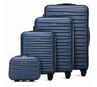 WITTCHEN Skyspeed Line Set di 4 valigie con custodia per cosmetici Valigia da viaggio trolley bagaglio a mano rigida ABS chiusura a combinazione manico telescopico 4 ruote blu navy Ryanair/ITA Airways