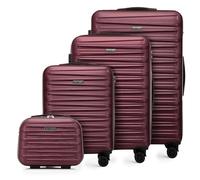 WITTCHEN Skyspeed Line Set di 4 valigie con custodia per cosmetici Valigia da viaggio trolley bagaglio a mano rigida ABS chiusura a combinazione manico telescopico 4 ruote Marrone Ryanair/ITA Airways