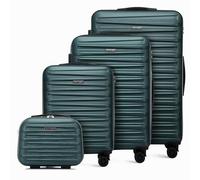 WITTCHEN Skyspeed Line Set di 4 valigie con custodia per cosmetici Valigia da viaggio trolley bagaglio a mano rigida ABS chiusura a combinazione manico telescopico 4 ruote verde Ryanair/ITA Airways