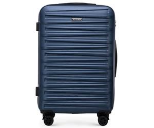 WITTCHEN Skyspeed Line Valigia Media Valigia rigida ABS Rolling Case Trolley Valigia Media Valigia da viaggio Blocco a combinazione Manico telescopico 4 Ruote Blu Navy Ryanair/ITA Airways/Wizz Air