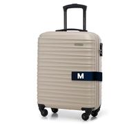 WITTCHEN Valigia da Cabina Trolley Bagaglio a Mano Valigia a rotelle piccola Trolley guscio duro ABS 4 ruote spinner Serratura a combinazione Maniglia telescopica Groove Line beige Ryanair/ITA Airways