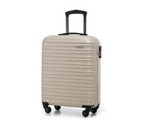 WITTCHEN Valigia da Cabina Trolley Bagaglio a Mano Valigia a rotelle Valigia piccola Trolley guscio duro in ABS con 4 ruote spinner Serratura a combinazione Maniglia telescopica Groove Line beige