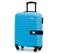 WITTCHEN Valigia da Cabina Trolley Bagaglio a Mano Valigia a rotelle Valigia piccola Trolley guscio duro in ABS con 4 ruote spinner Serratura a combinazione Maniglia telescopica Groove Line blu