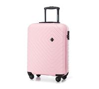 WITTCHEN Valigia da Cabina Trolley Bagaglio a Mano Valigia a rotelle Valigia piccola Trolley guscio duro in ABS con 4 ruote spinner Serratura a combinazione Maniglia telescopica Cube Line rosa chiaro