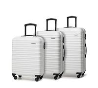 WITTCHEN Valigia da viaggio Bagaglio a mano Valigia da cabina Valigia rigida in ABS con 4 ruote girevoli Serratura a combinazione Maniglia telescopica GROOVE Line Set di 3 valigie Bianco
