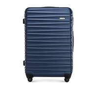 WITTCHEN Valigia da viaggio grande trolley check-in guscio rigido ABS 4 ruote piroettanti chiusura a combinazione maniglia telescopica Groove Line blu navy Ryanair/ITA Airways/easyJet/Wizz Air