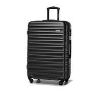 WITTCHEN Valigia da viaggio grande trolley valigia check-in guscio rigido ABS 4 ruote piroettanti chiusura a combinazione maniglia telescopica Groove Line nero Ryanair/ITA Airways/easyJet/Wizz Air