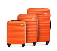 WITTCHEN valigia da viaggio set di 3 valigie trolley bagaglio a mano valigia set di valigie a rotelle in ABS con 4 ruote spinner chiusura a combinazione maniglia telescopica Groove Line arancione