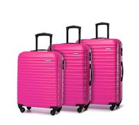 WITTCHEN valigia da viaggio set di 3 valigie trolley bagaglio a mano valigia set di valigie a rotelle in ABS con 4 ruote spinner chiusura a combinazione maniglia telescopica Groove Line rosa
