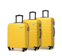 WITTCHEN valigia da viaggio set di 3 trolley bagaglio a mano valigia a rotelle ABS 4 ruote spinner chiusura a combinazione maniglia telescopica Groove Line giallo Ryanair/ITA Airways/easyJet