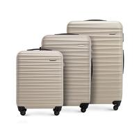 WITTCHEN valigia da viaggio set di 3 trolley bagaglio a mano valigia a rotelle ABS 4 ruote spinner chiusura a combinazione maniglia telescopica Groove Line beige Ryanair/ITA Airways/easyJet