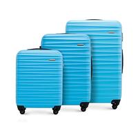 WITTCHEN valigia da viaggio set di 3 valigie trolley bagaglio a mano valigia set di valigie a rotelle in ABS con 4 ruote spinner chiusura a combinazione maniglia telescopica Groove Line blu