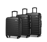 WITTCHEN valigia da viaggio set di 3 trolley bagaglio a mano valigia a rotelle ABS 4 ruote spinner chiusura a combinazione maniglia telescopica Groove Line nero Ryanair/ITA Airways/easyJet