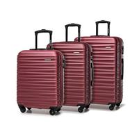WITTCHEN valigia da viaggio set di 3 trolley bagaglio a mano valigia a rotelle ABS 4 ruote spinner chiusura a combinazione maniglia telescopica Groove Line marrone Ryanair/ITA Airways/easyJet
