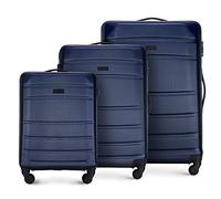 WITTCHEN valigia da viaggio set di 3 valigie trolley bagaglio a mano valigia a rotelle in ABS con 4 ruote spinner chiusura a combinazione maniglia telescopica Globe Line blu navy Ryanair/ITA Airways