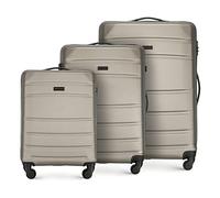 WITTCHEN valigia da viaggio set di 3 valigie trolley bagaglio a mano valigia a rotelle in ABS con 4 ruote spinner chiusura a combinazione maniglia telescopica Globe Line champagne Ryanair/ITA Airways