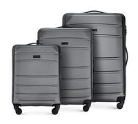 WITTCHEN valigia da viaggio set di 3 valigie trolley bagaglio a mano valigia set di valigie a rotelle in ABS con 4 ruote spinner chiusura a combinazione maniglia telescopica Globe Line grigio