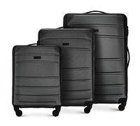 WITTCHEN valigia da viaggio set di 3 valigie trolley bagaglio a mano valigia a rotelle in ABS con 4 ruote spinner chiusura a combinazione maniglia telescopica Globe Line Nero Ryanair/ITA Airways