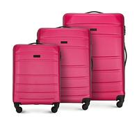 WITTCHEN valigia da viaggio set di 3 valigie trolley bagaglio a mano valigia set di valigie a rotelle in ABS con 4 ruote spinner chiusura a combinazione maniglia telescopica Globe Line rosa