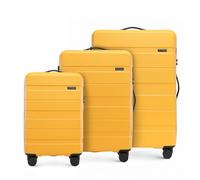 WITTCHEN valigia da viaggio set di 3 valigie trolley bagaglio a mano valigia set di valigie a rotelle in ABS con 4 ruote spinner chiusura a combinazione maniglia telescopica Comodo Line Giallo