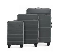 WITTCHEN valigia da viaggio set di 3 valigie trolley bagaglio a mano valigia set di valigie a rotelle in ABS con 4 ruote spinner chiusura a combinazione maniglia telescopica Comodo Line grigio scuro