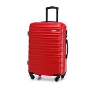 WITTCHEN Valigia Media Trolley Valigia Rigida in ABS Valigia Bagaglio Valigie con 4 Ruote Serratura a combinazione Maniglia telescopica Groove Line rosso